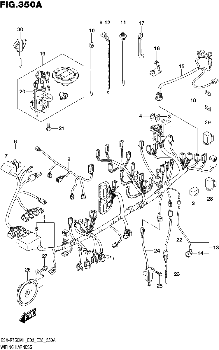 Diagrama de WIRING HARNESS E03 E28