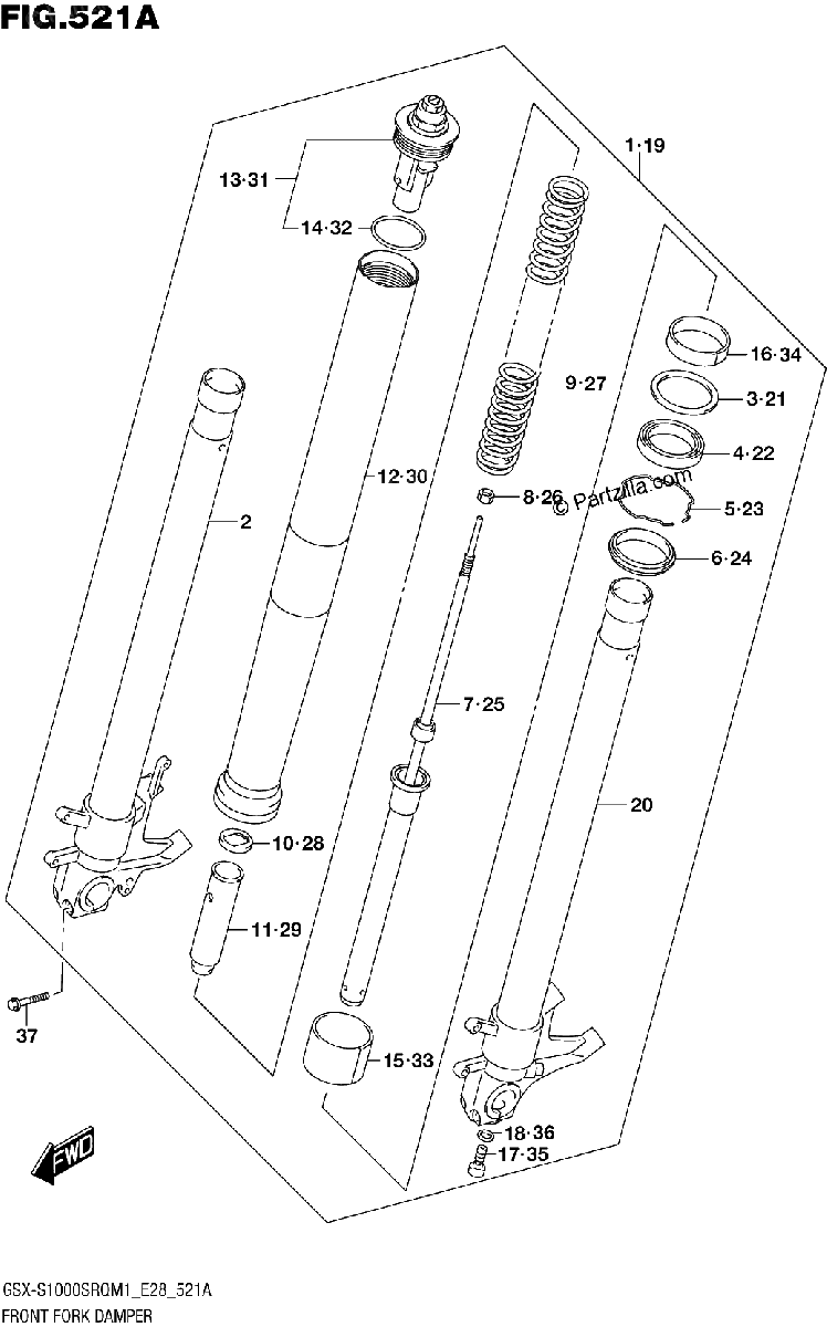 Diagrama de FRONT FORK DAMPER