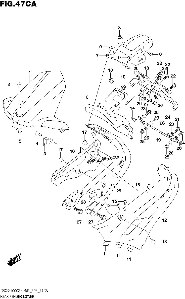Diagrama de REAR FENDER LOWER