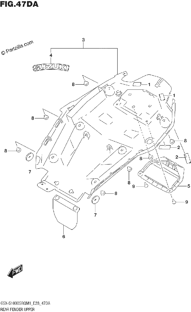 Diagrama de REAR FENDER UPPER