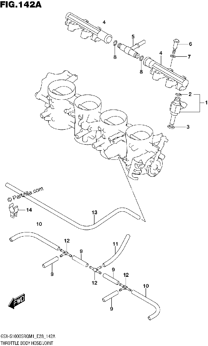 Diagrama de THROTTLE BODY HOSE JOINT E28