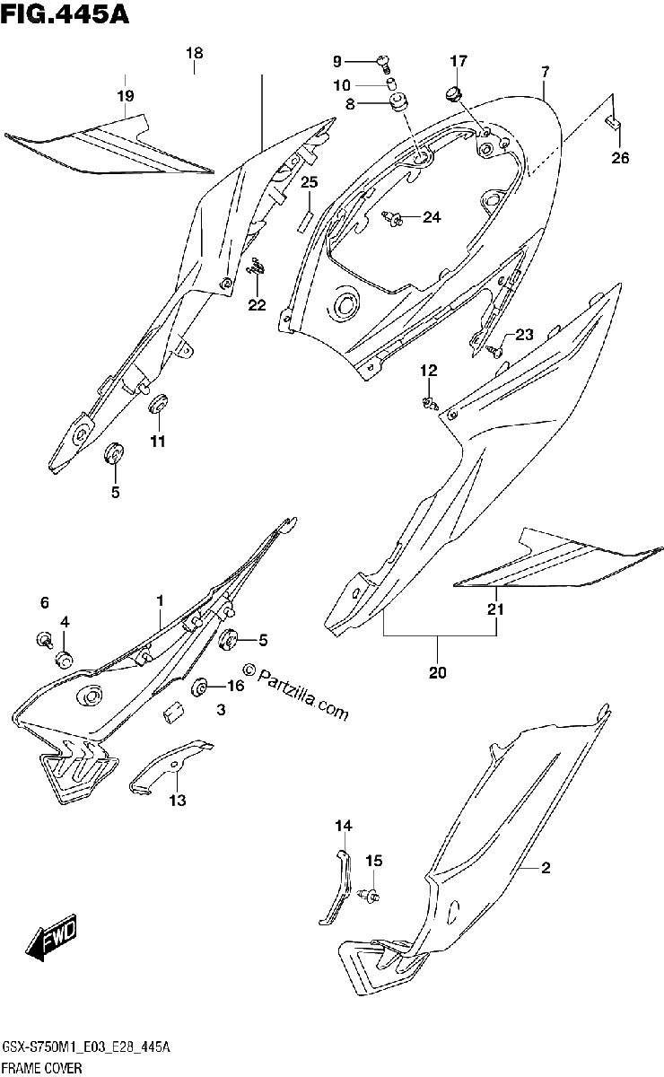 Diagrama de FRAME COVER GSX S750 GSX S750A
