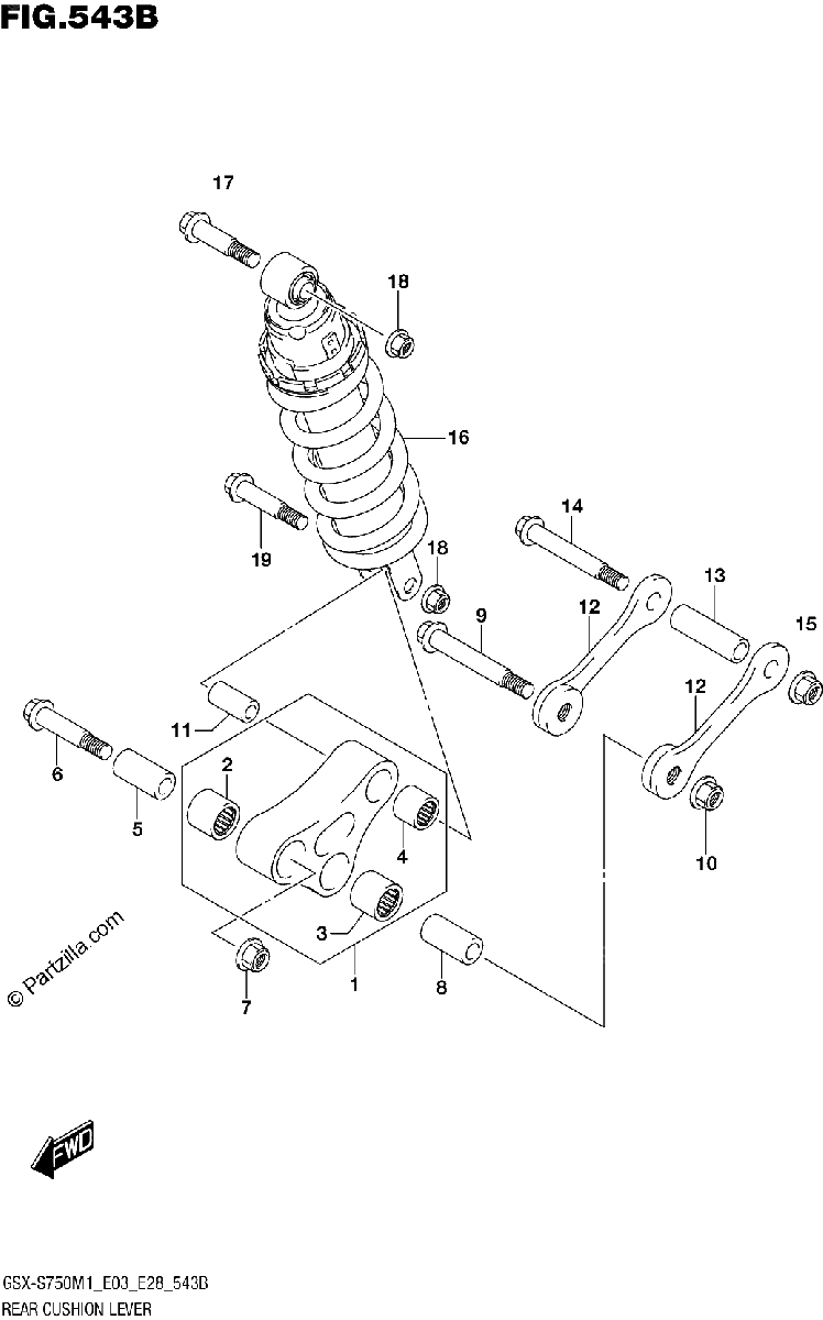 Diagrama de REAR CUSHION LEVER