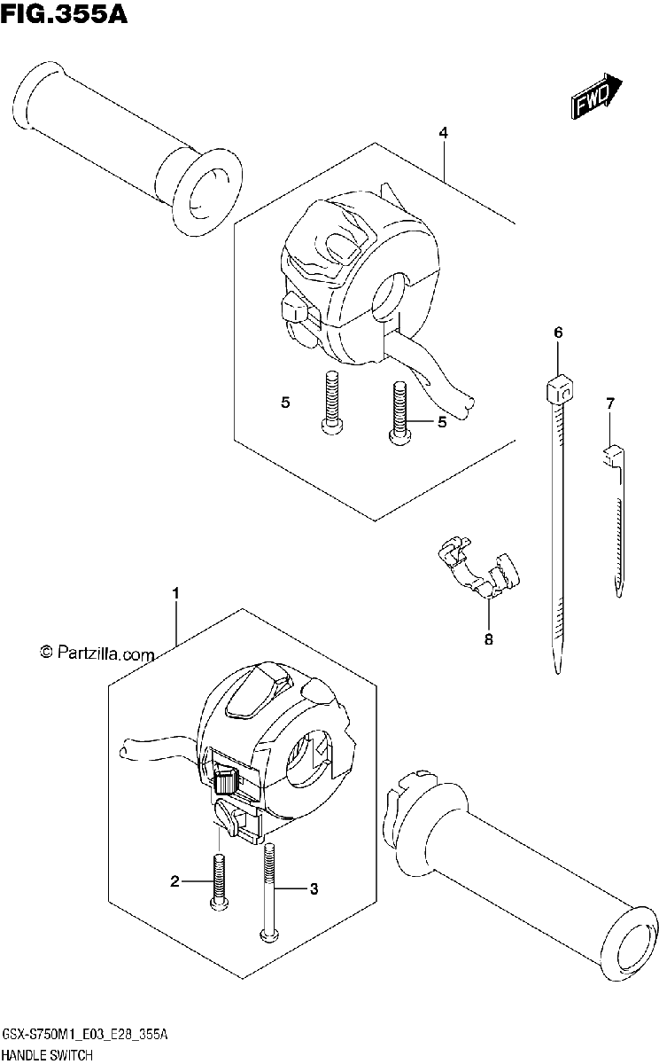 Diagrama de HANDLE SWITCH E28