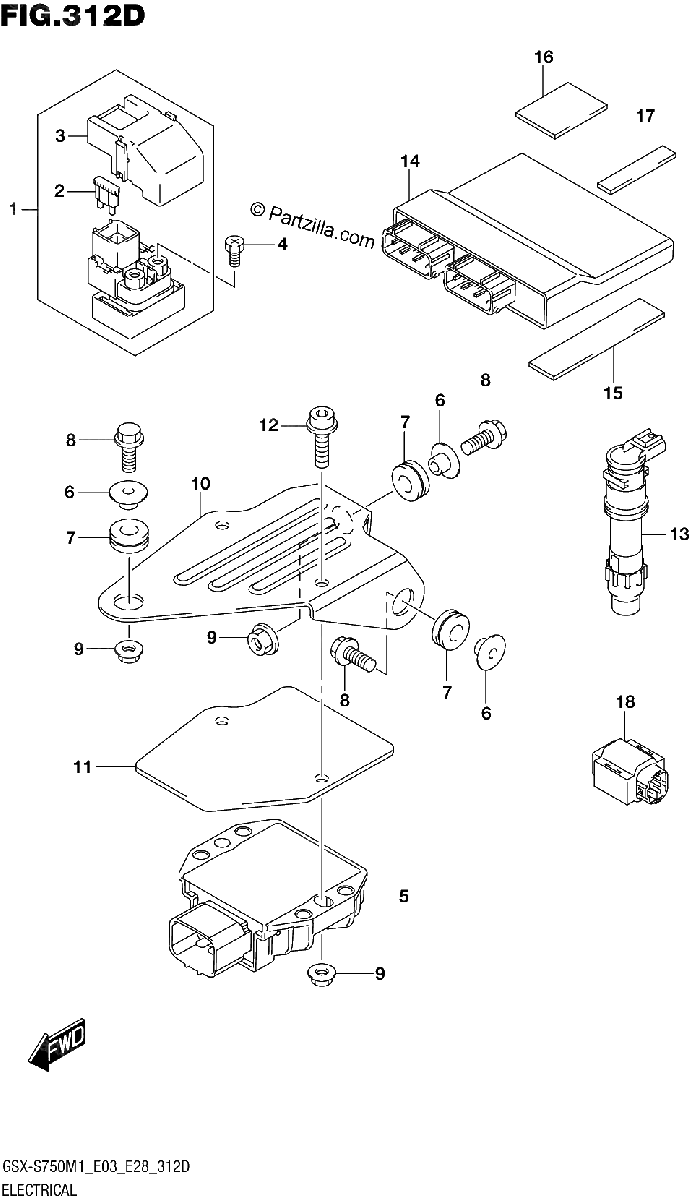 Diagrama de ELECTRICAL GSX S750A GSX S750ZA E33
