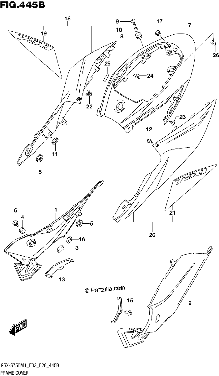 Diagrama de FRAME COVER GSX S750Z GSX S750ZA