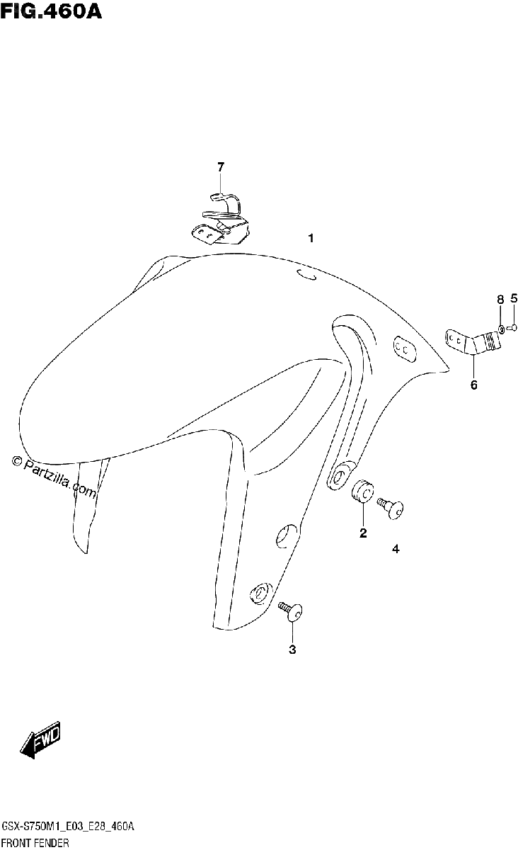 Diagrama de FRONT FENDER GSX S750