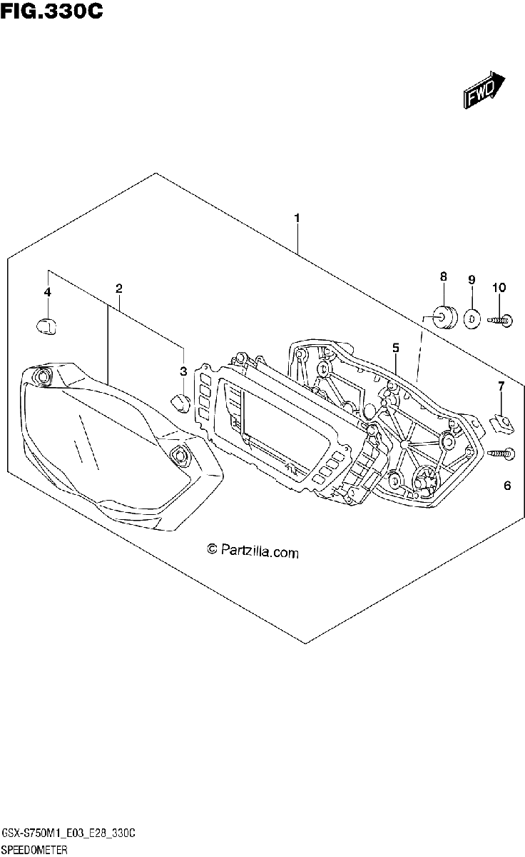 Diagrama de SPEEDOMETER GSX S750 GSX S750Z E03 E33