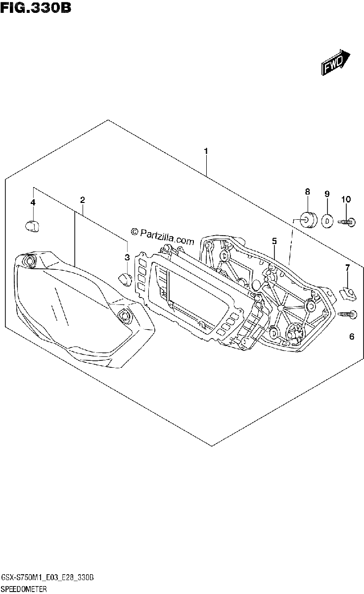 Diagrama de SPEEDOMETER GSX S750A GSX S750ZA E03 E33