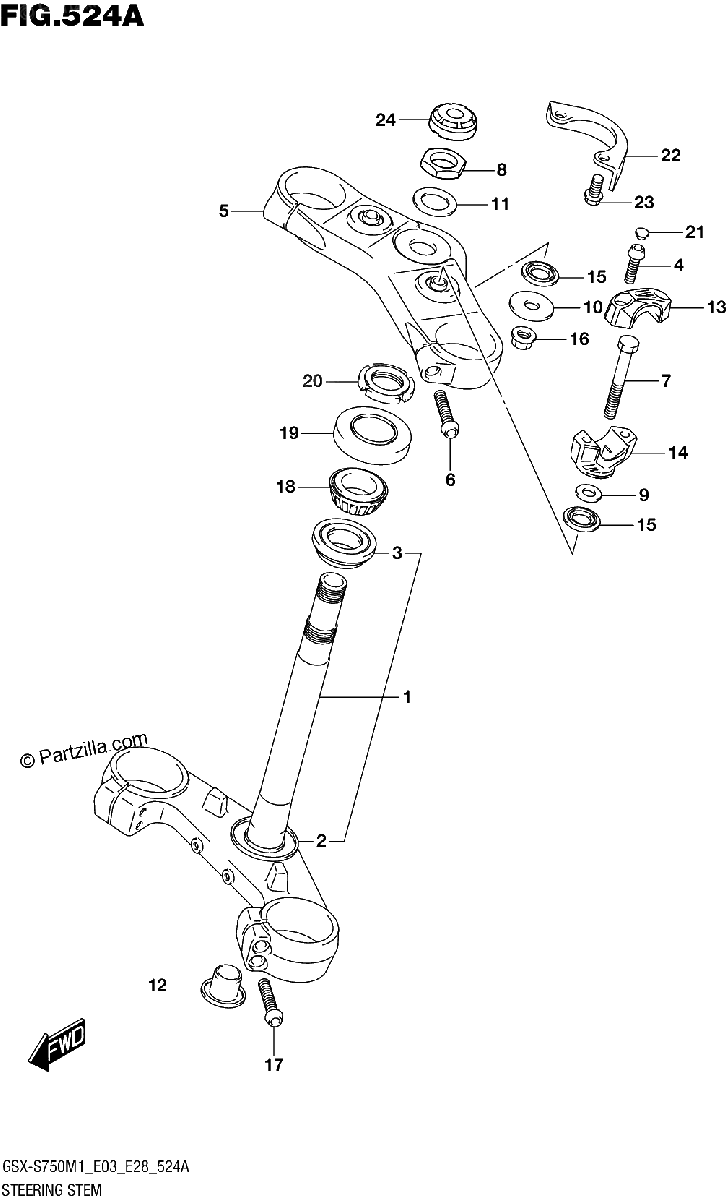 Diagrama de STEERING STEM GSX S750 GSX S750A
