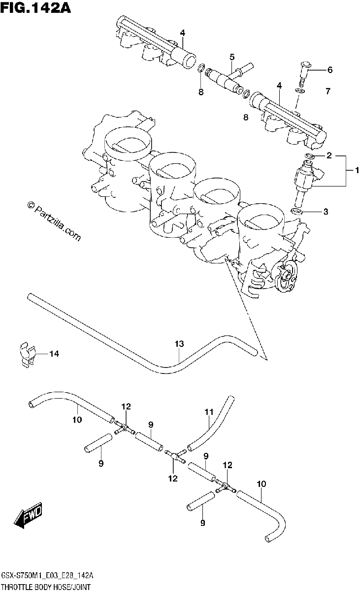Diagrama de THROTTLE BODY HOSE JOINT E03 E28