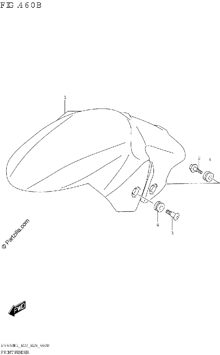 Diagrama de FRONT FENDER SV650