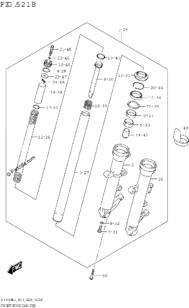 Diagrama de FRONT FORK DAMPER SV650XA
