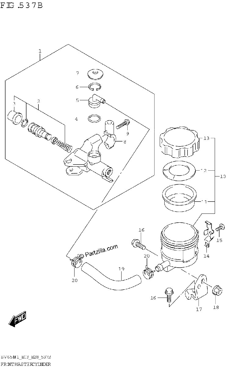 Diagrama de FRONT MASTER CYLINDER SV650XA