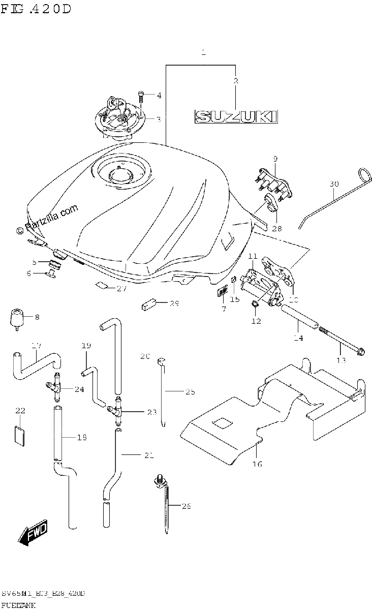 Diagrama de FUEL TANK SV650XA E28