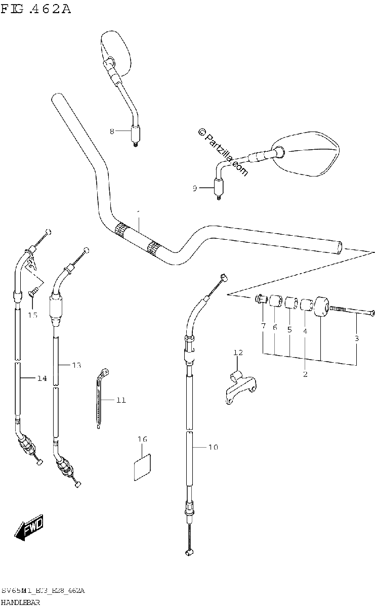 Diagrama de HANDLEBAR SV650 SV650A