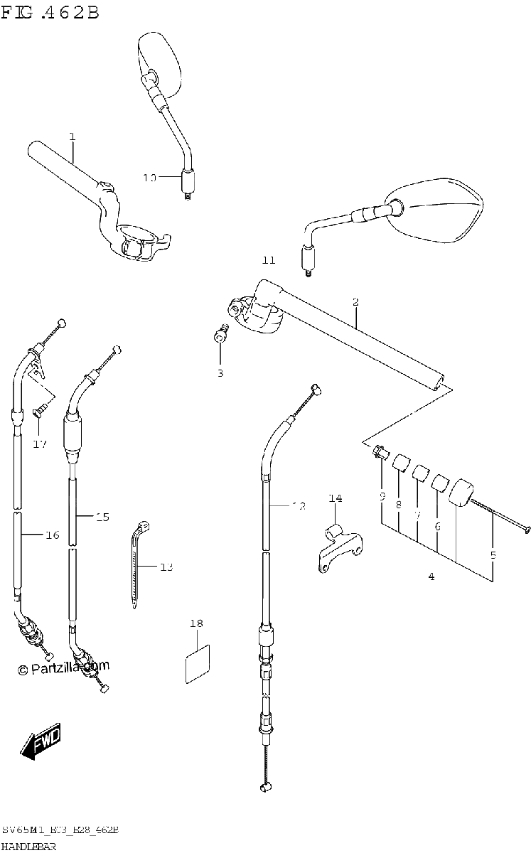 Diagrama de HANDLEBAR SV650XA