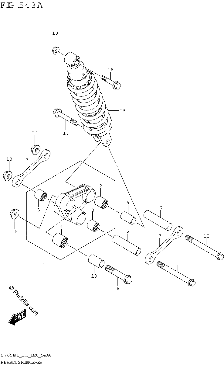 Diagrama de REAR CUSHION LEVER SV650 SV650A