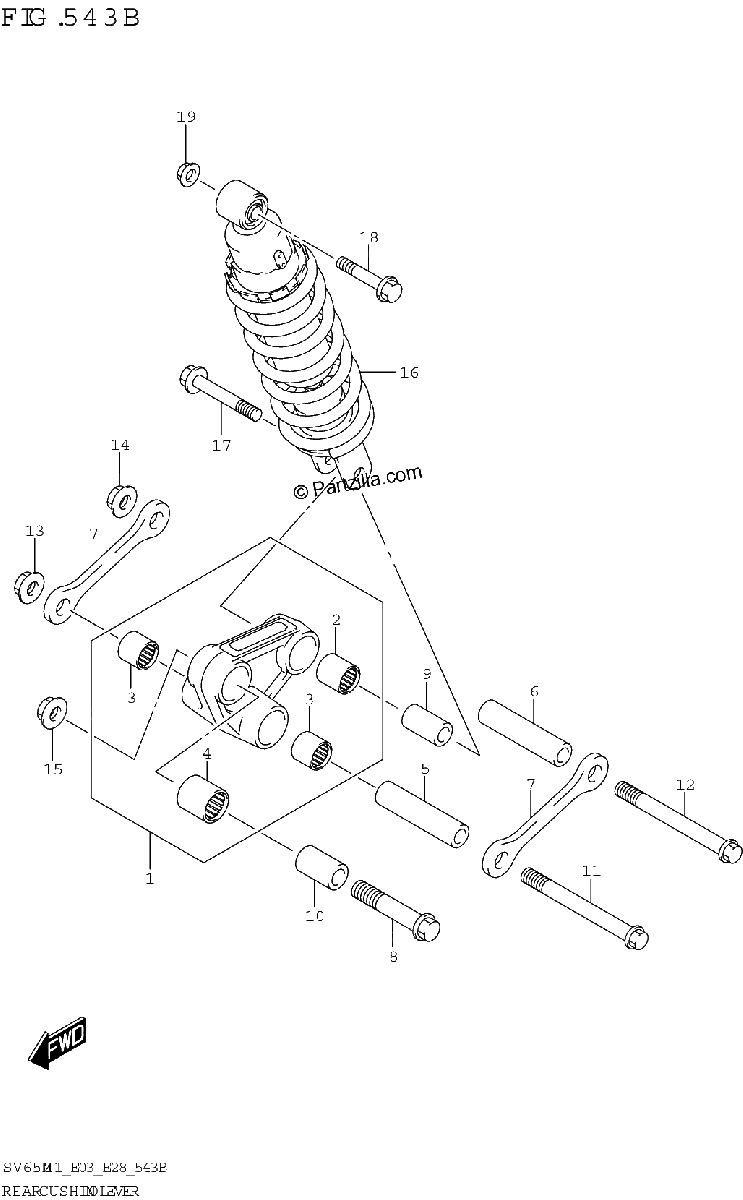 Diagrama de REAR CUSHION LEVER SV650XA