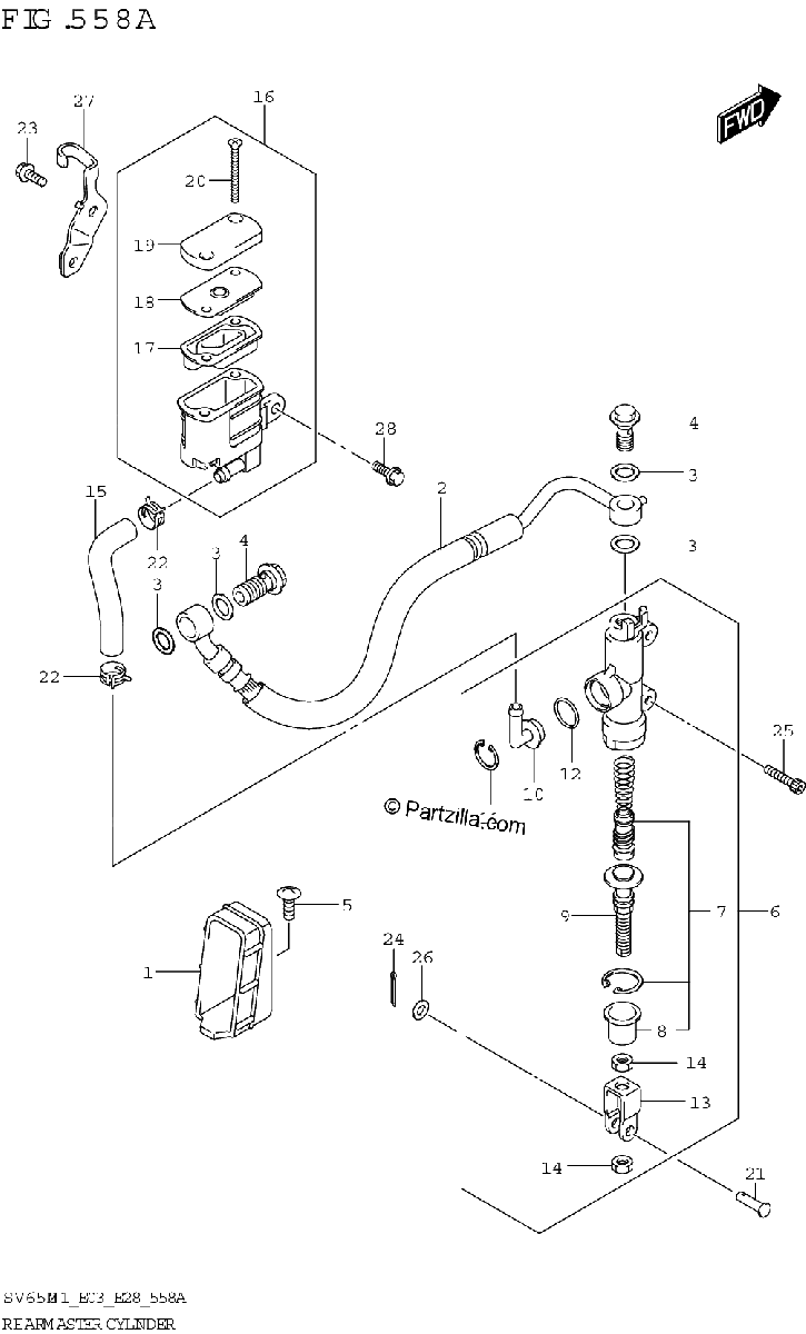 Diagrama de REAR MASTER CYLINDER SV650