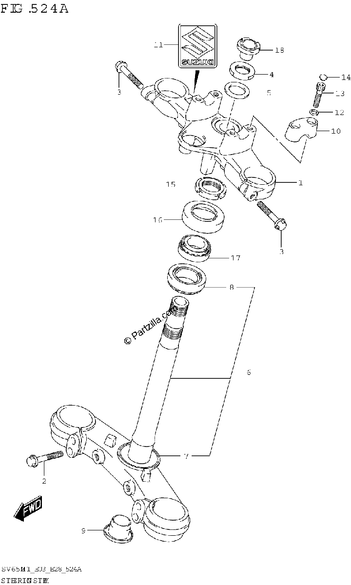 Diagrama de STEERING STEM SV650 SV650A