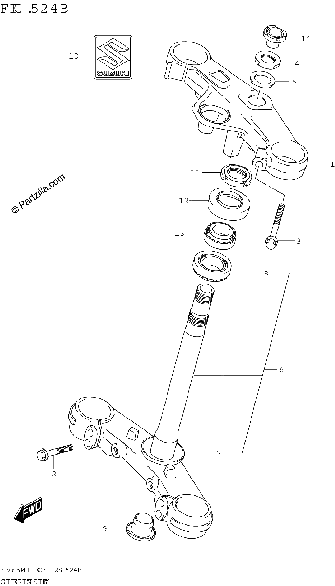 Diagrama de STEERING STEM SV650XA
