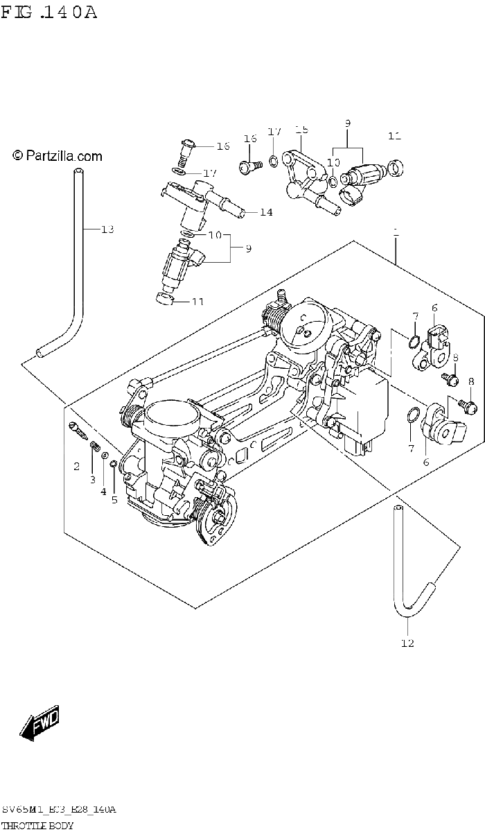Diagrama de THROTTLE BODY E03 E28