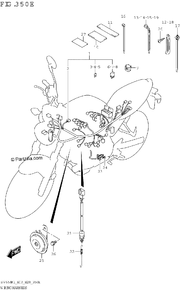 Diagrama de WIRING HARNESS SV650XA E33