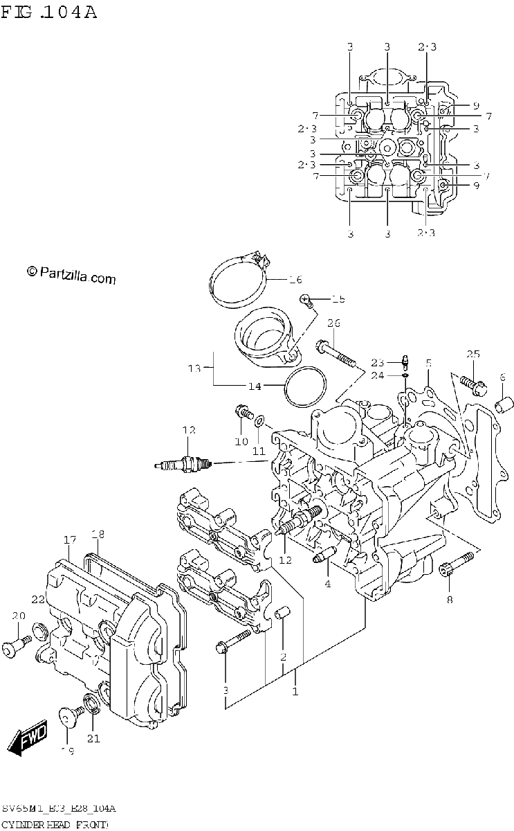 Diagrama de CYLINDER HEAD FRONT