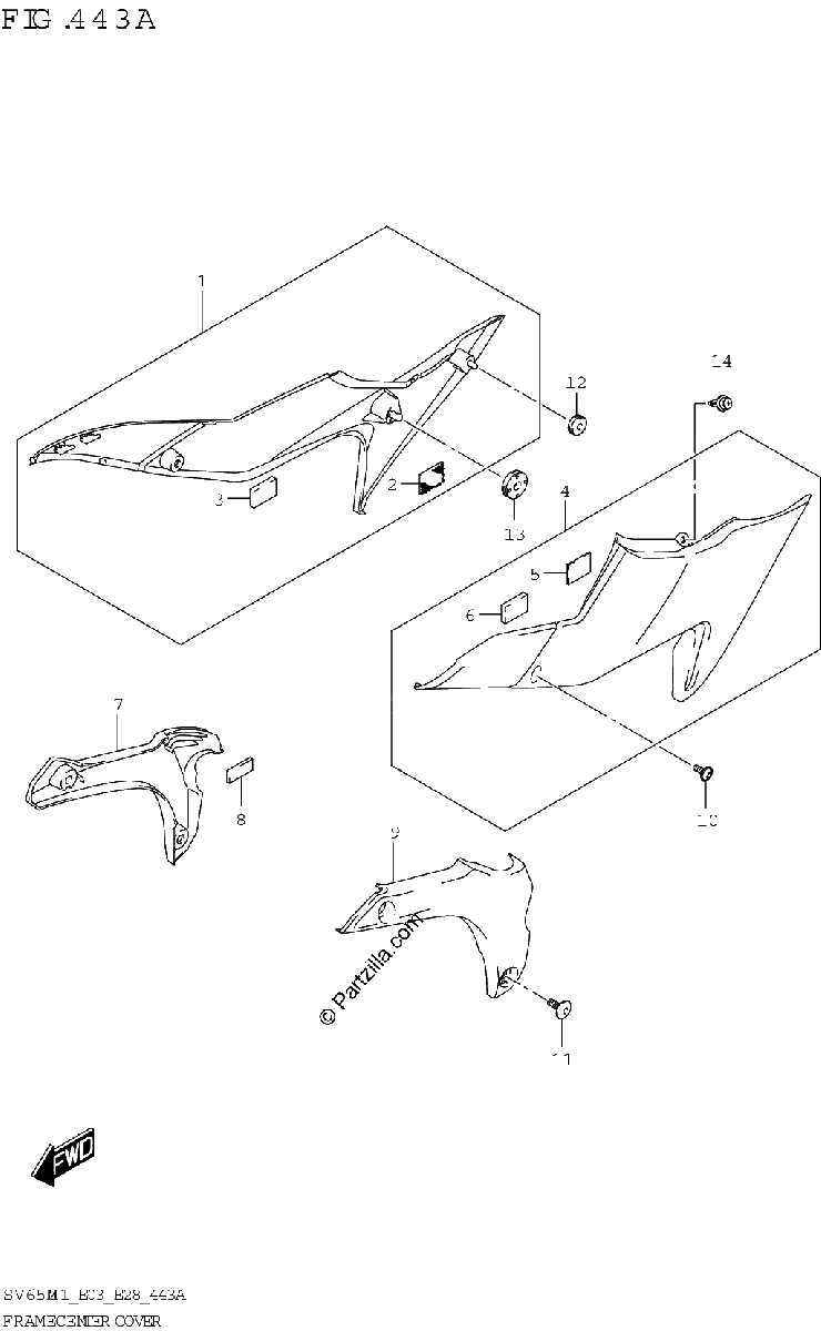 Diagrama de FRAME CENTER COVER SV650 SV650A