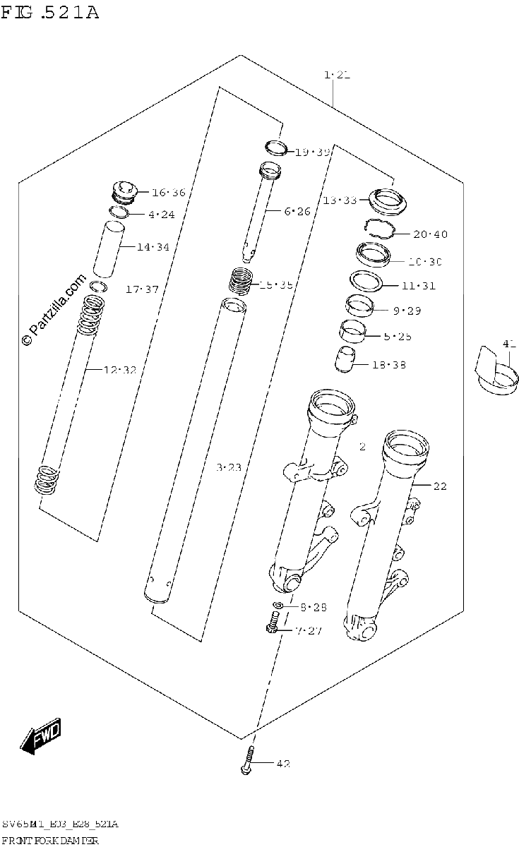 Diagrama de FRONT FORK DAMPER SV650 SV650A