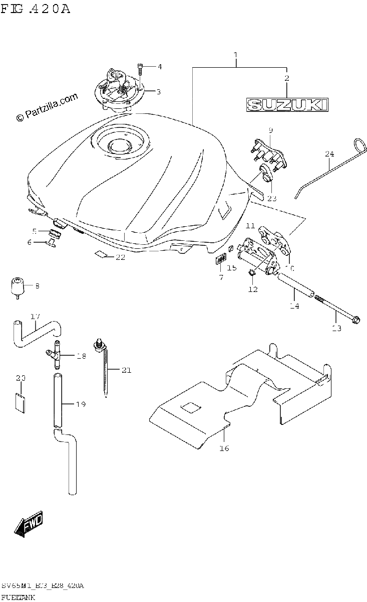 Diagrama de FUEL TANK SV650 SV650A E33