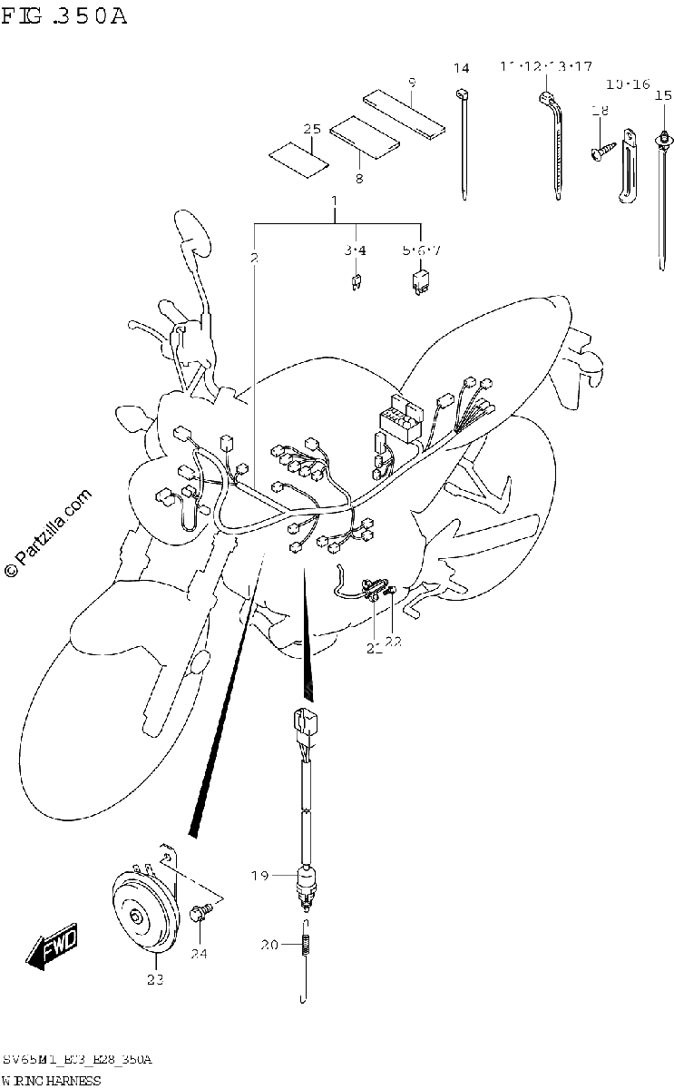 Diagrama de WIRING HARNESS SV650 E03