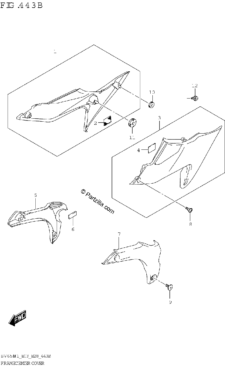 Diagrama de FRAME CENTER COVER SV650XA