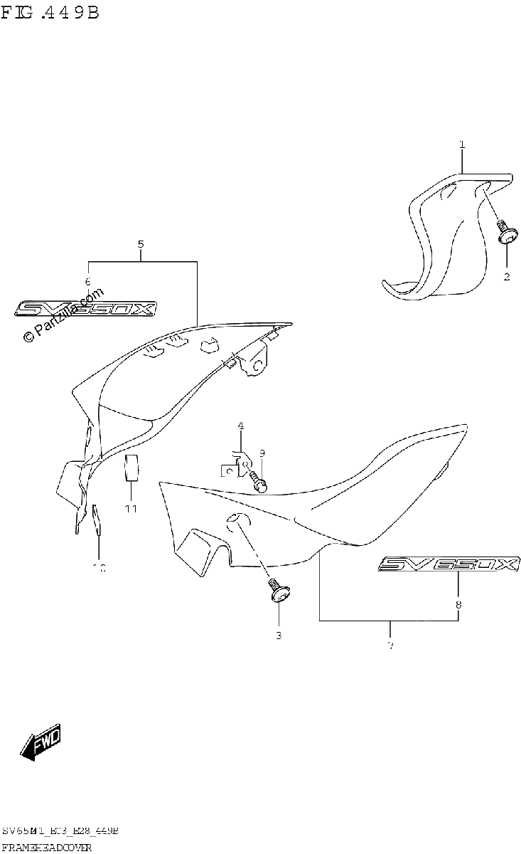 Diagrama de FRAME HEAD COVER SV650XA