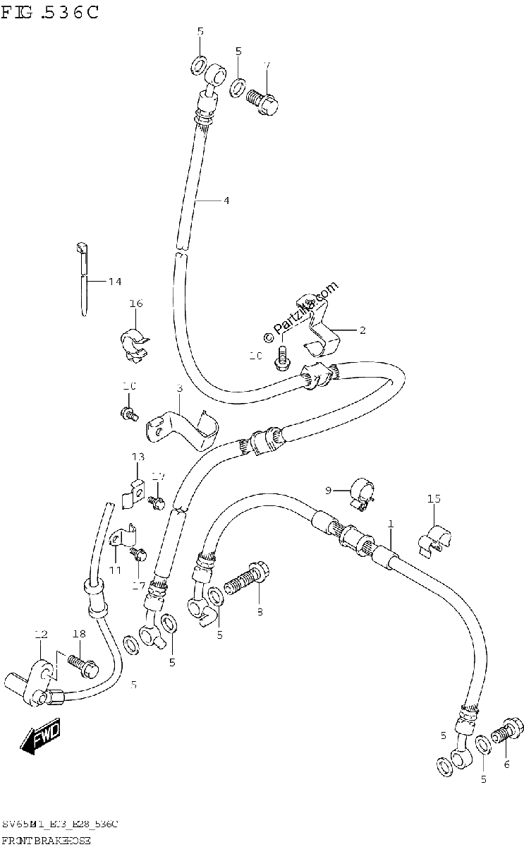 Diagrama de FRONT BRAKE HOSE SV650