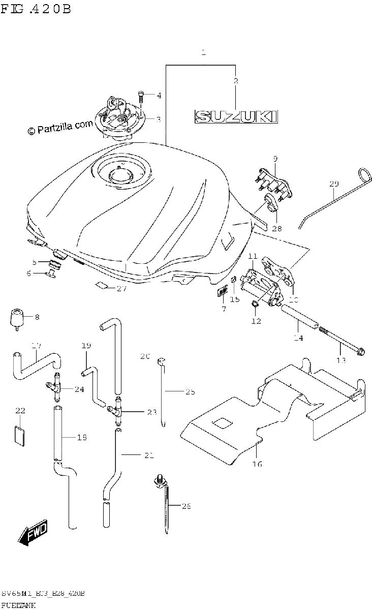 Diagrama de FUEL TANK SV650 SV650A E03 E28