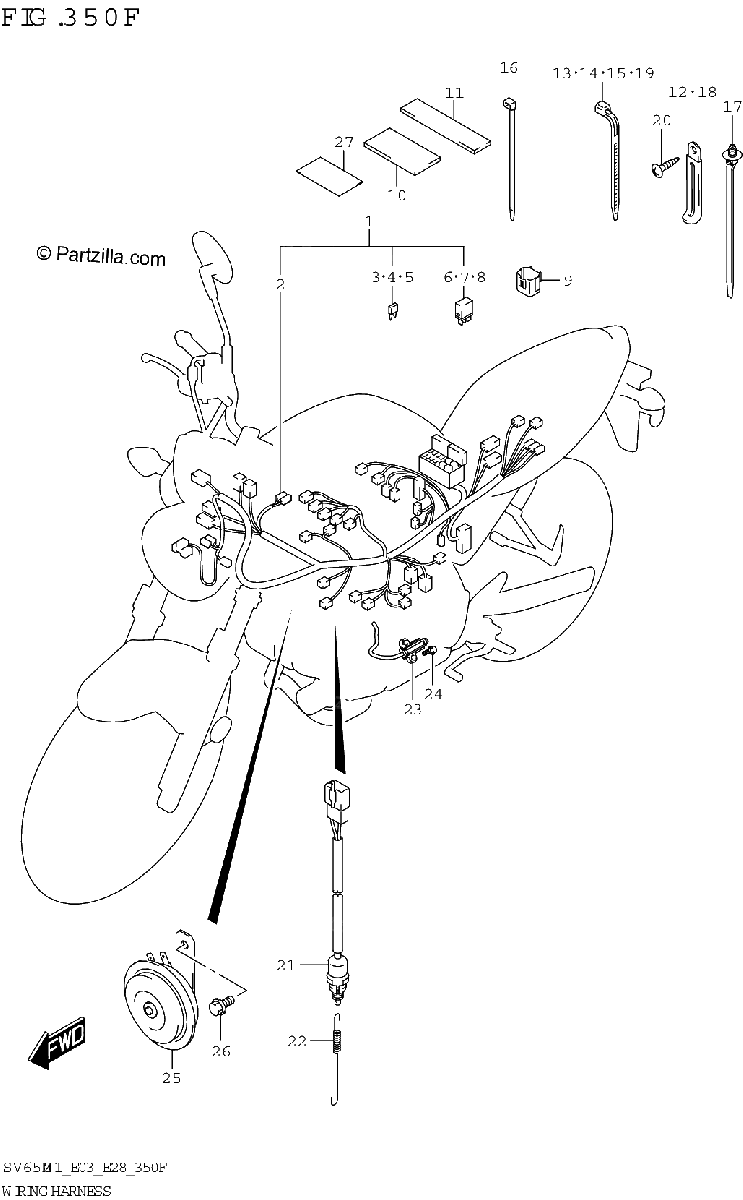 Diagrama de WIRING HARNESS SV650XA E28