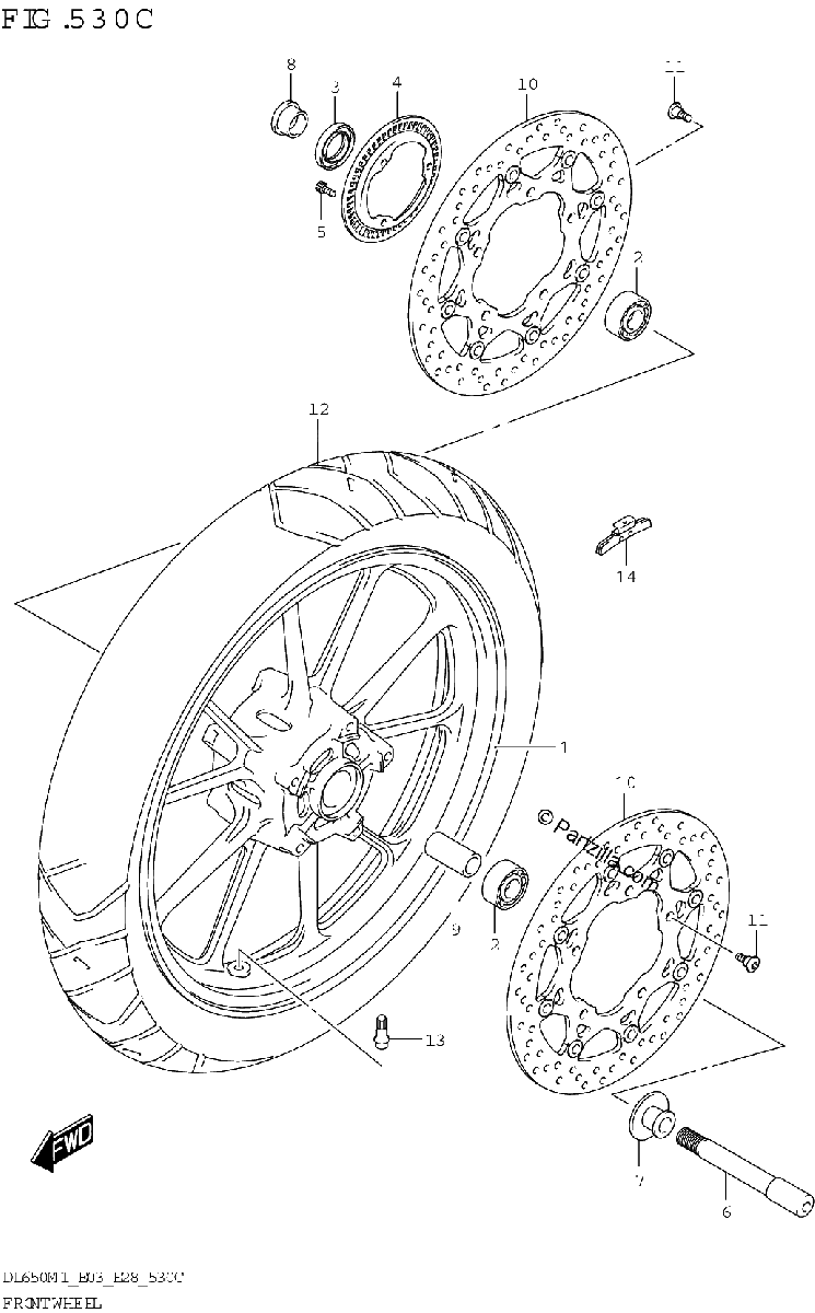 Diagrama de FRONT WHEEL DL650A