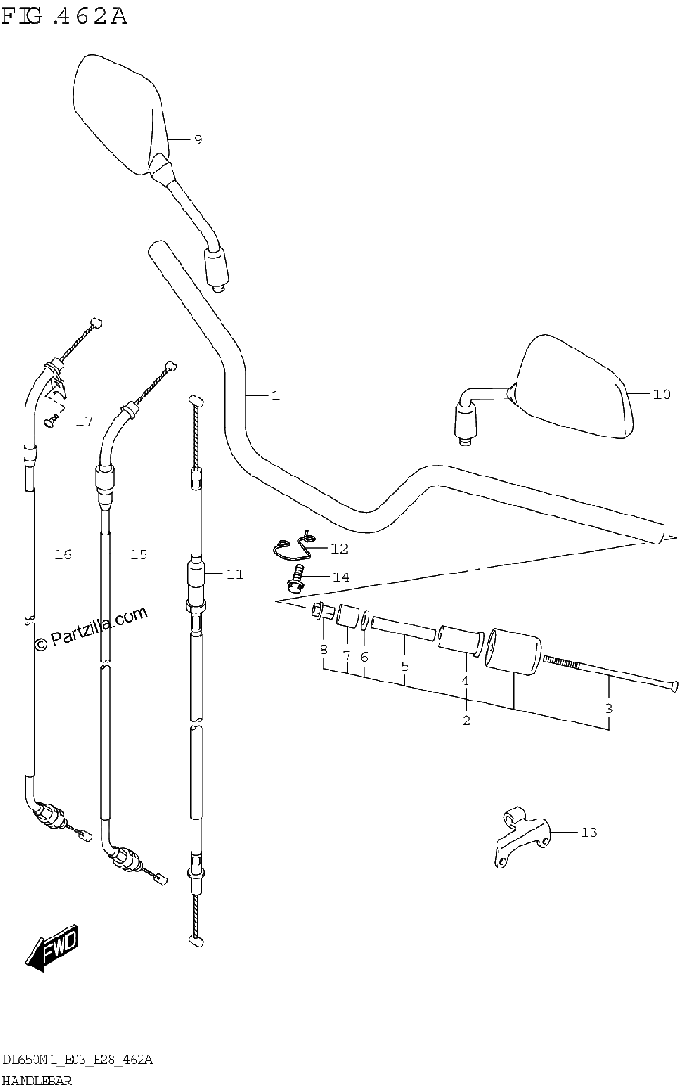 Diagrama de HANDLEBAR DL650A