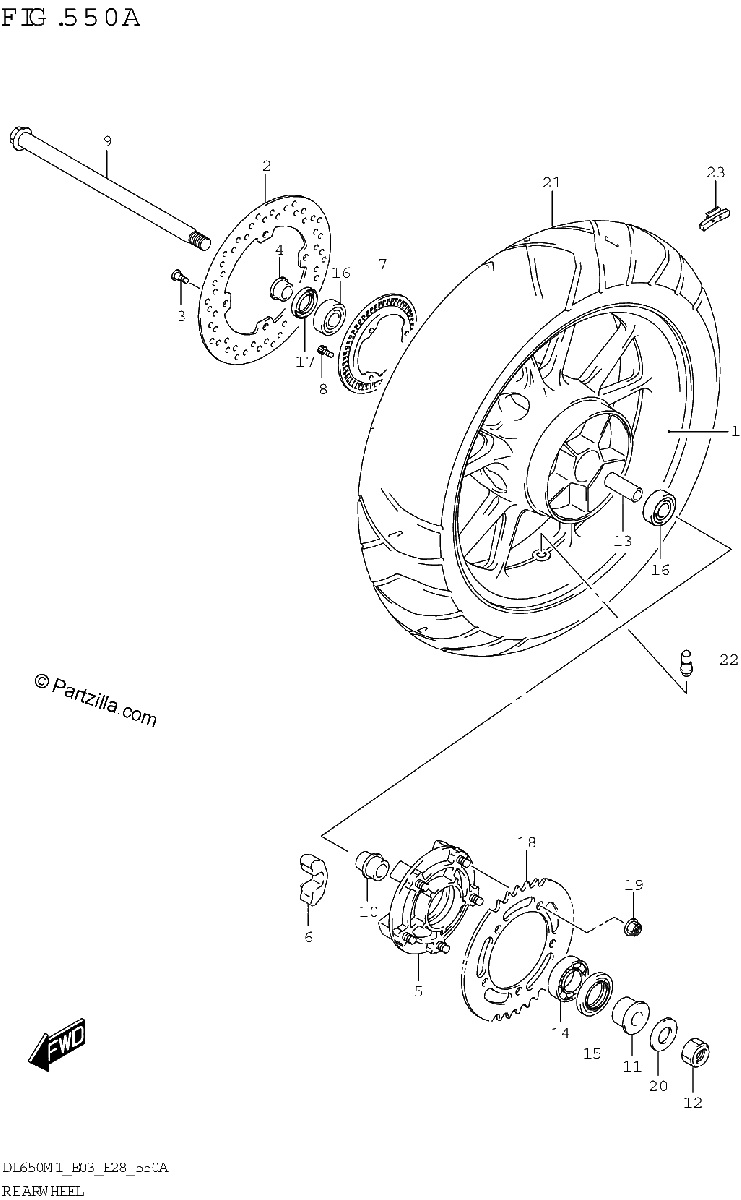 Diagrama de REAR WHEEL DL650A