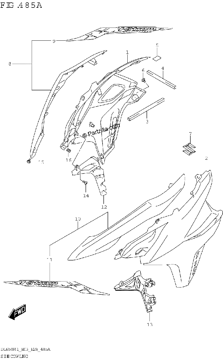 Diagrama de SIDE COWLING DL650A