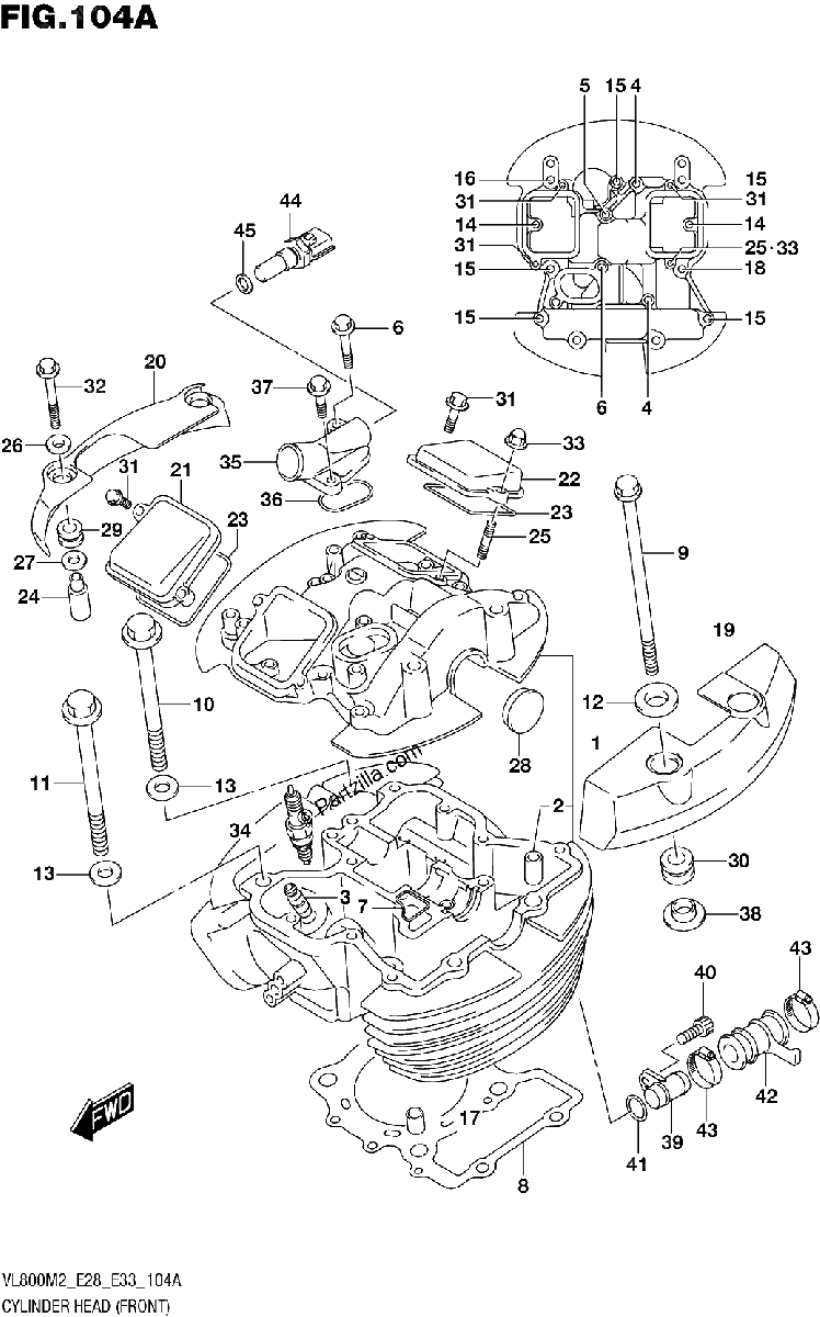 Diagrama de CYLINDER HEAD FRONT