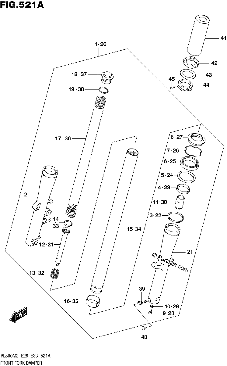 Diagrama de FRONT FORK DAMPER