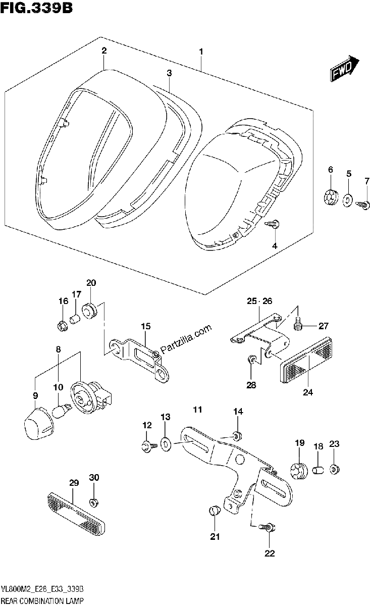 Diagrama de REAR COMBINATION LAMP E33