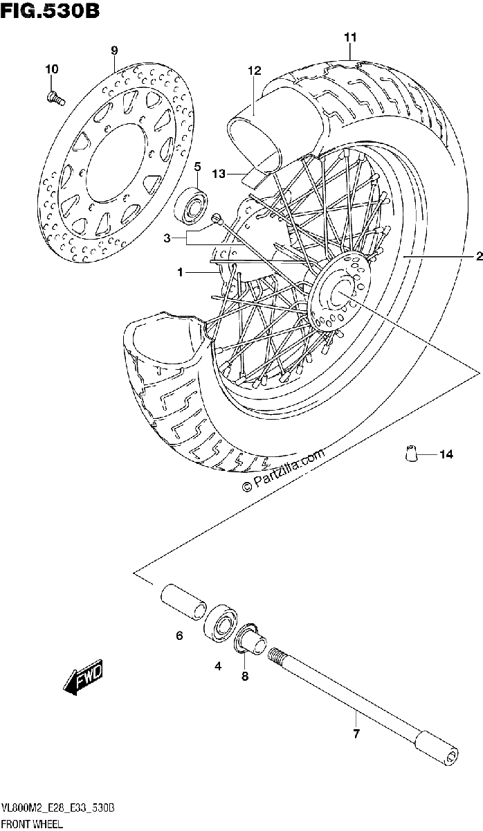 Diagrama de FRONT WHEEL VL800T