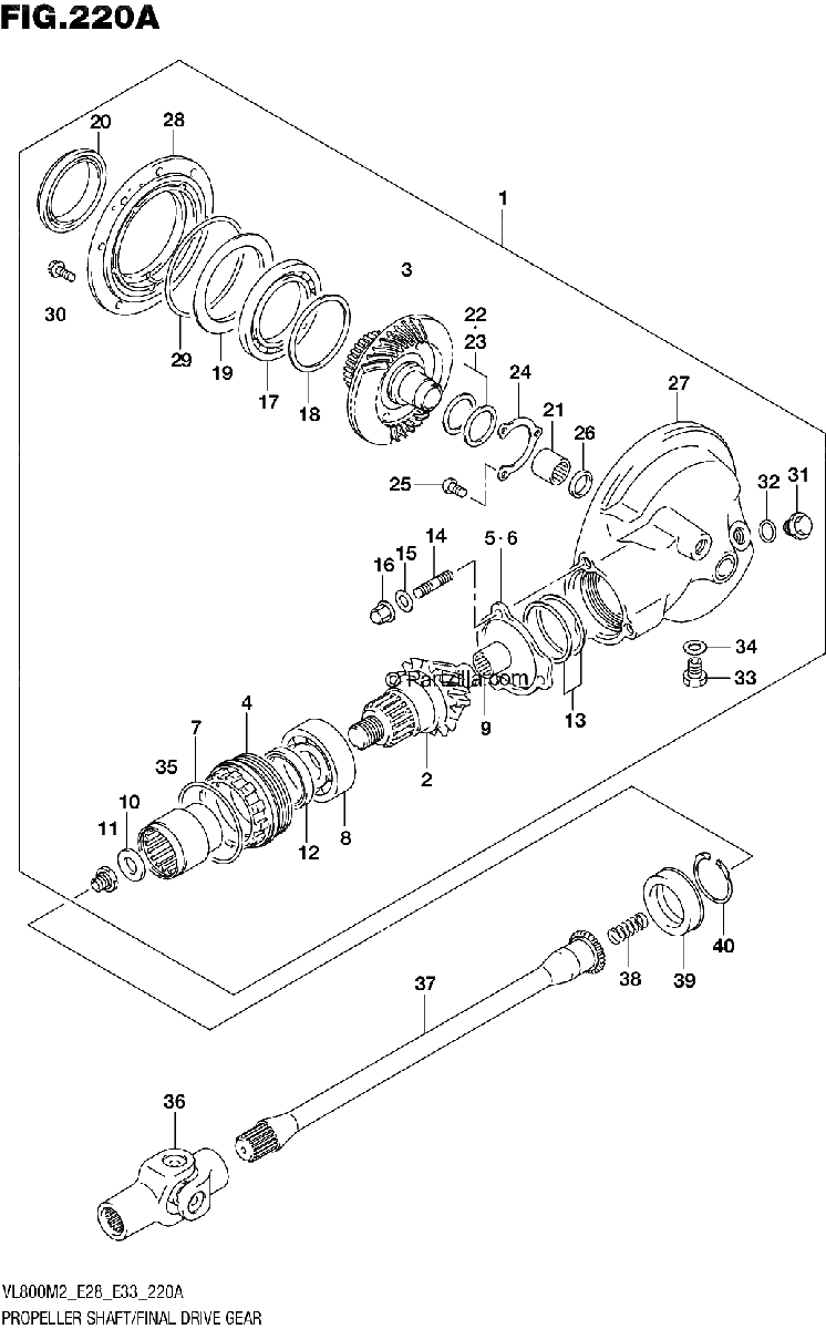 Diagrama de PROPELLER SHAFT FINAL DRIVE GEAR