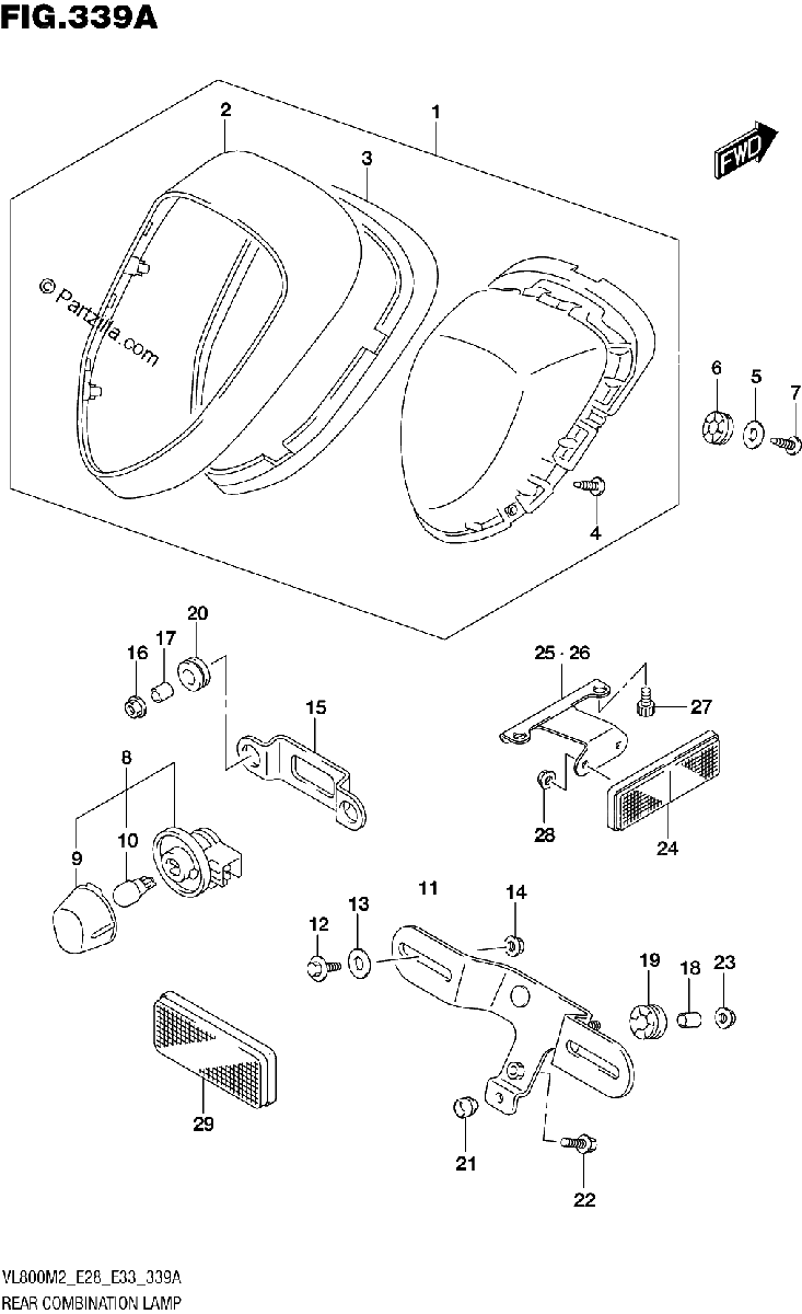 Diagrama de REAR COMBINATION LAMP E28