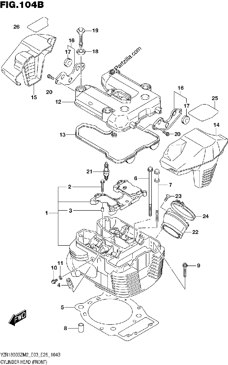 Diagrama de CYLINDER HEAD FRONT