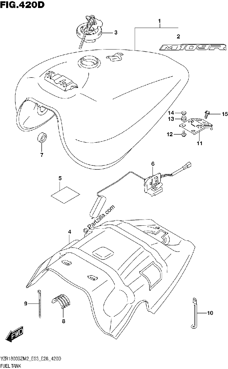 Diagrama de FUEL TANK E33 SEE NOTE 1